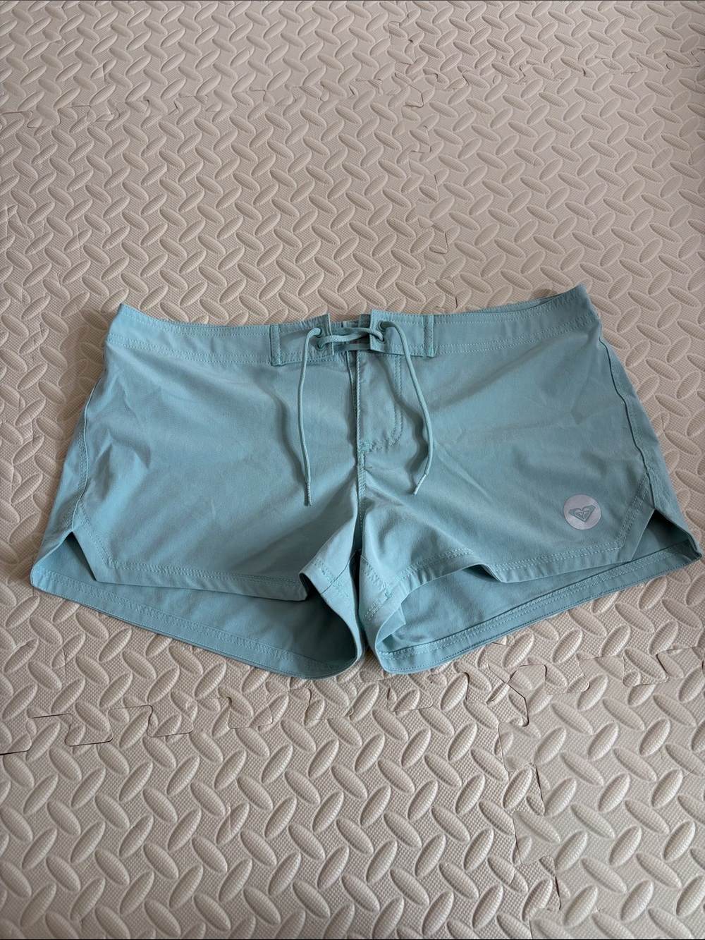 Roxy Women's Light Blue Athletic Swim Shorts Medium